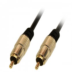 CBL COAX 10M Pro.fi.con black golden plated analog audio one channel subwoofer cable, άριστης ποιότητας καλώδιο αναλογικού σήματος με επίχρυσα αρσενικά φις RCA